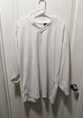 Kobe Sportswear Hockey Jersey White Athletic Long Sleeve Sz. L Made In Canada